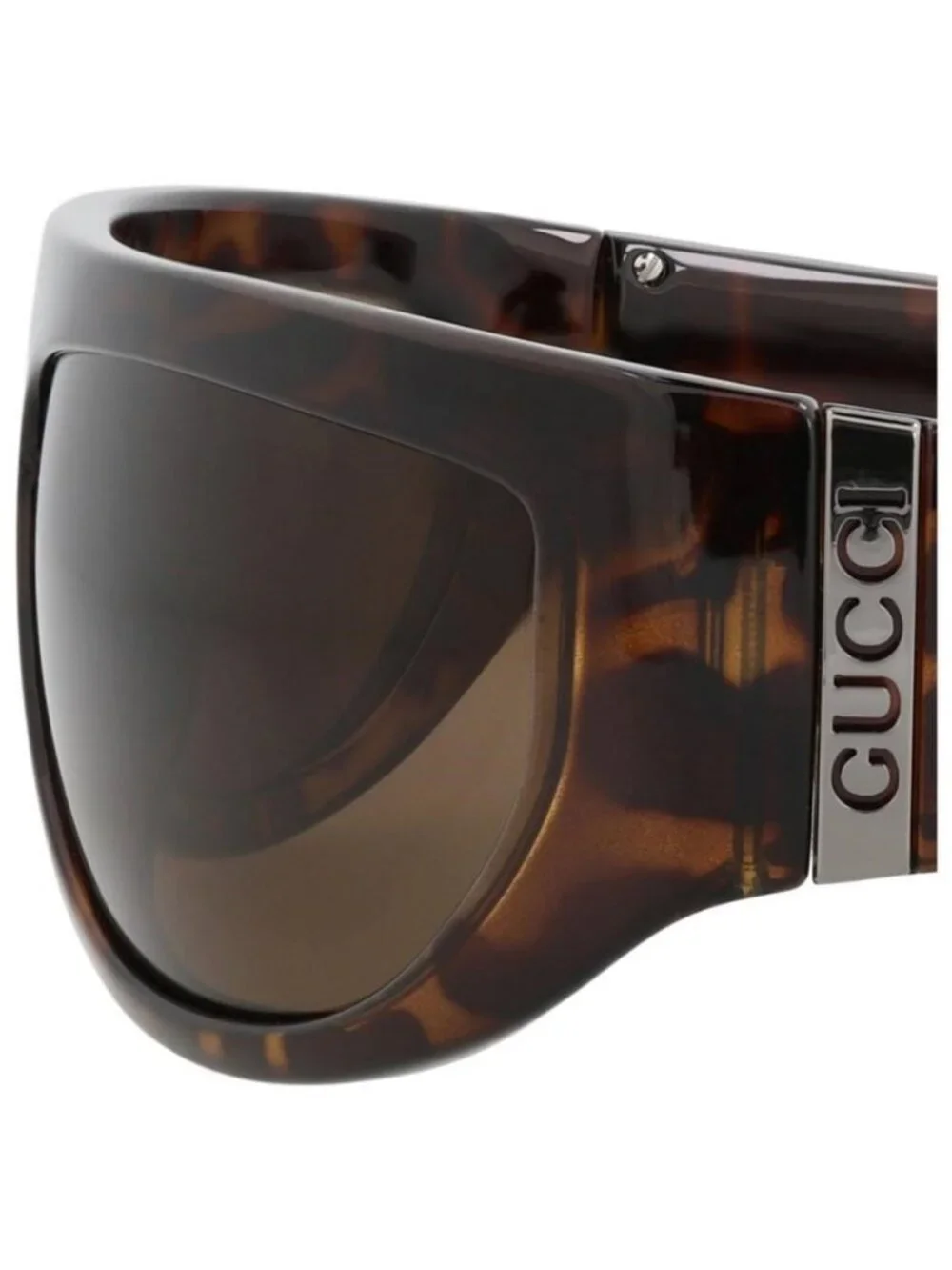 New Gucci Mens Shield/Wrap Havana Havana Brown Fashion Designer Sunglasses